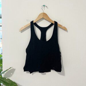 Alo Yoga Black Mesh Overlay Cotton Cropped Tank